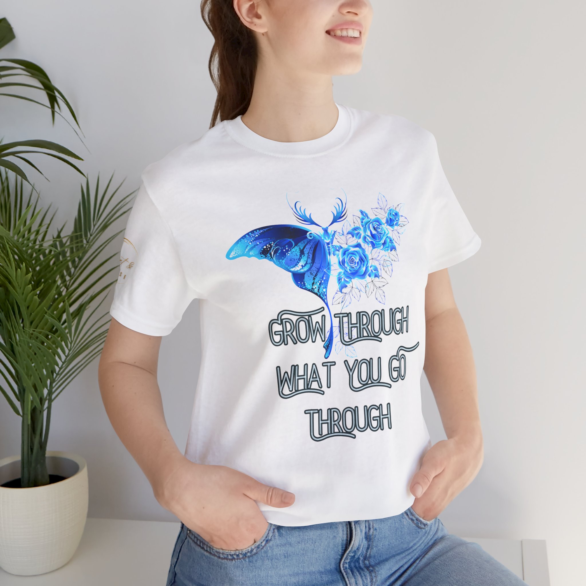 Inspiring Floral Tee: Grow Through What You Go Through, Motivational Shirt, Self-Care Apparel, Gift for Friends, Positive Vibes - Image 7