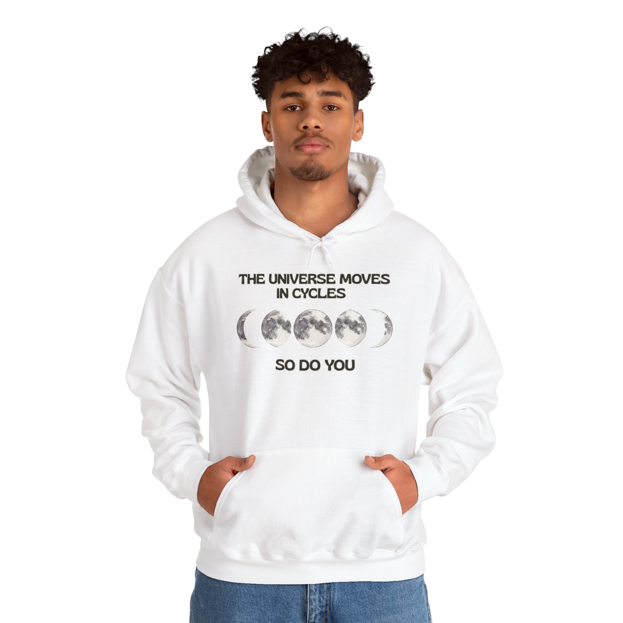 The Universe Moves in Cycles Cosmic Cycle Hoodie, Unisex Moon Phase Sweatshirt, Astrology Gift, Celestial Apparel, Cycle of Life Hoodie, Spiritual Fashion - Image 5