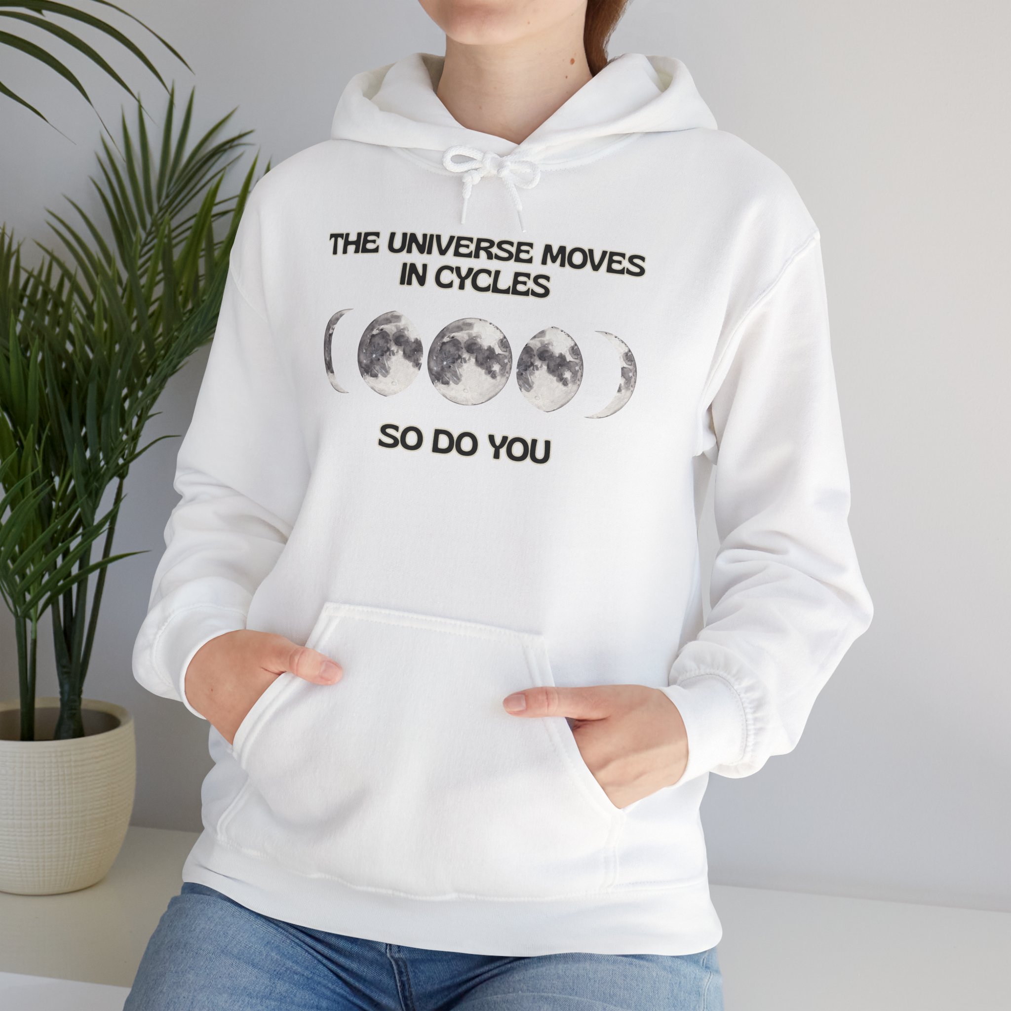 The Universe Moves in Cycles Cosmic Cycle Hoodie, Unisex Moon Phase Sweatshirt, Astrology Gift, Celestial Apparel, Cycle of Life Hoodie, Spiritual Fashion - Image 4