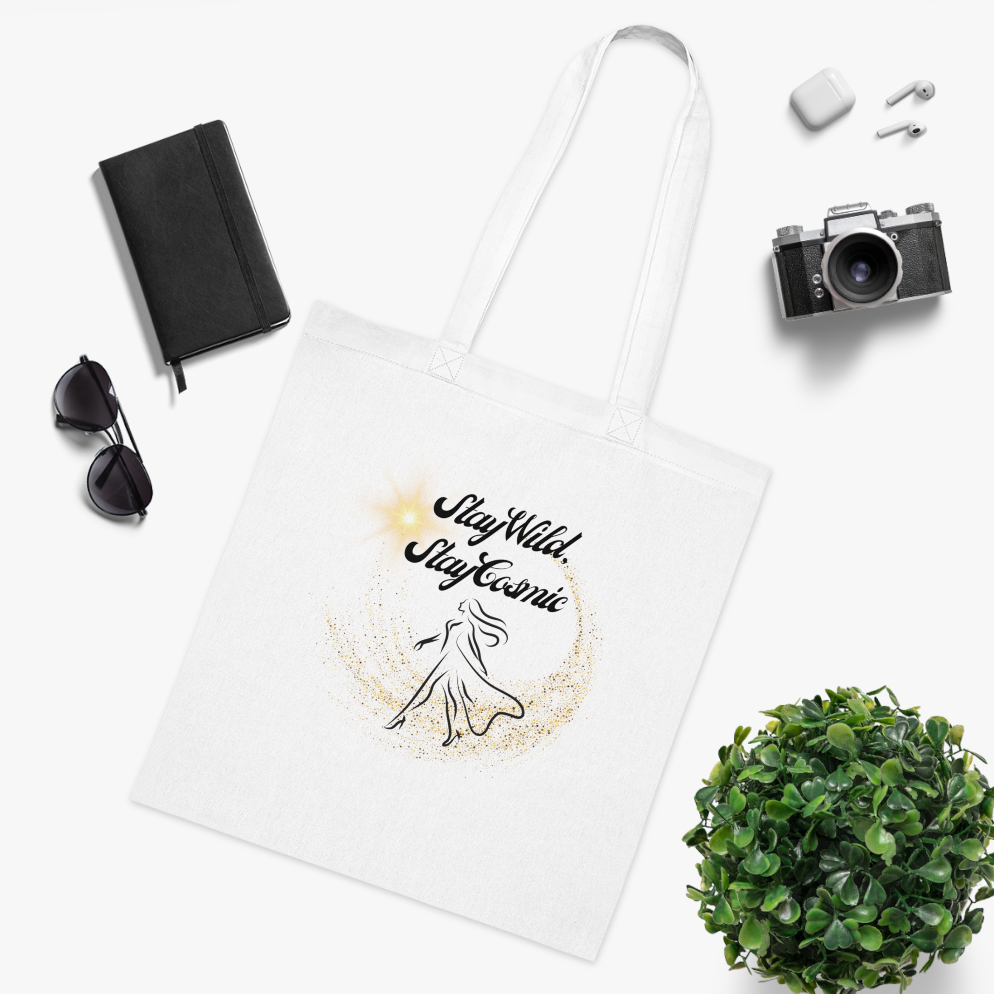 Stay Wild, Stay Cosmic Tote Bag | Eco-Friendly Cotton Tote | Gift for Nature Lovers, Boho Style, Shopping Bag, Beach Tote, Everyday Use - Image 3