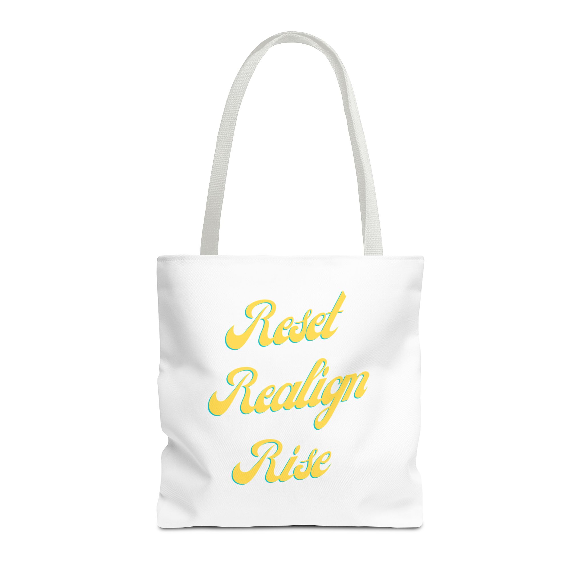 Reset Realign Rise Inspirational Tote Bag - Reset Realign Rise, Motivational Shoulder Bag, Everyday Use Tote, Gift for Her, Eco-Friendly Shopping Bag - Image 5