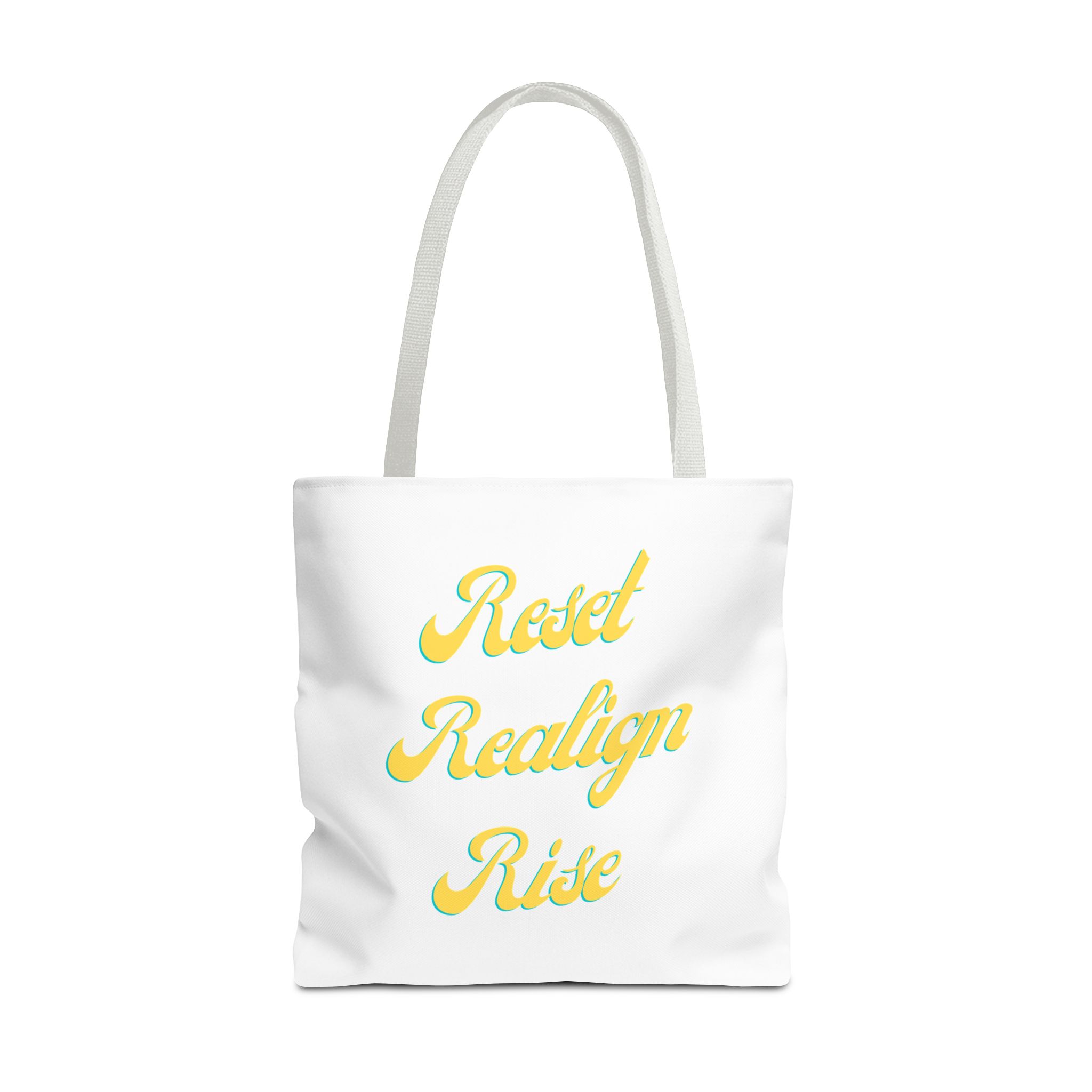 Reset Realign Rise Inspirational Tote Bag - Reset Realign Rise, Motivational Shoulder Bag, Everyday Use Tote, Gift for Her, Eco-Friendly Shopping Bag - Image 9
