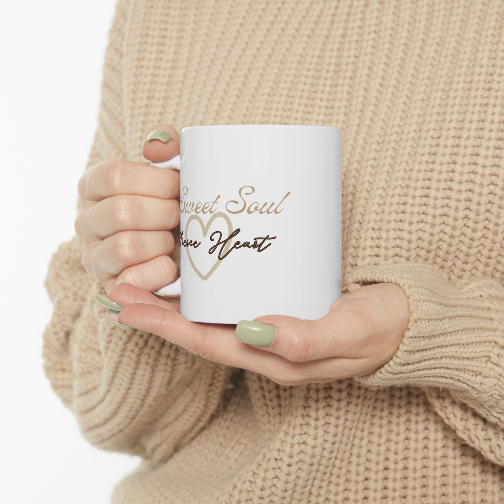 Sweet Soul Fierce Heart Inspirational Script Ceramic Mug — "Soul & Heart" Coffee Cup (11oz, 15oz) - Image 2