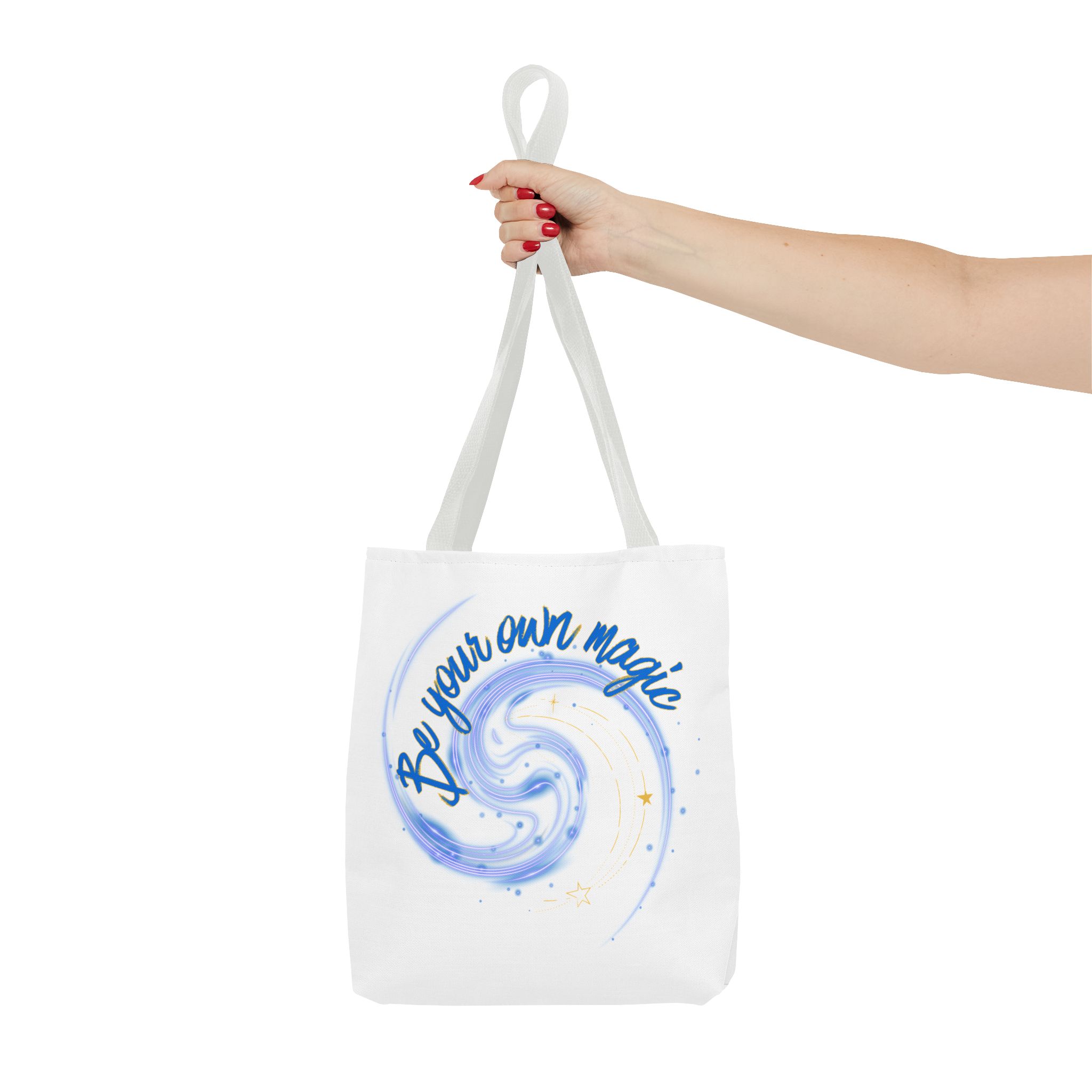 Inspirational 'Be Your Own Magic' Tote Bag – Blue Swirl Canvas Tote - Image 6