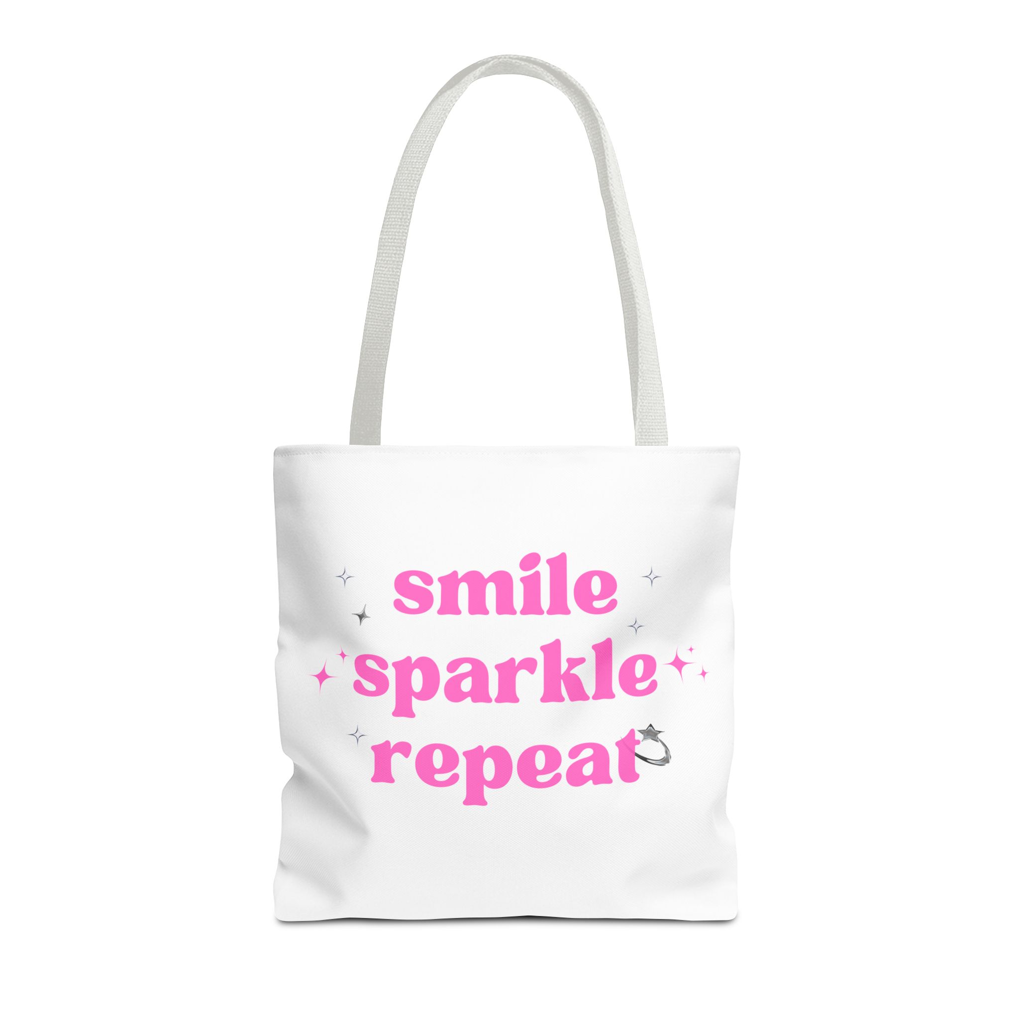 Smile Sparkle Repeat Tote Bag — Pink Inspirational Canvas Shopper - Image 6