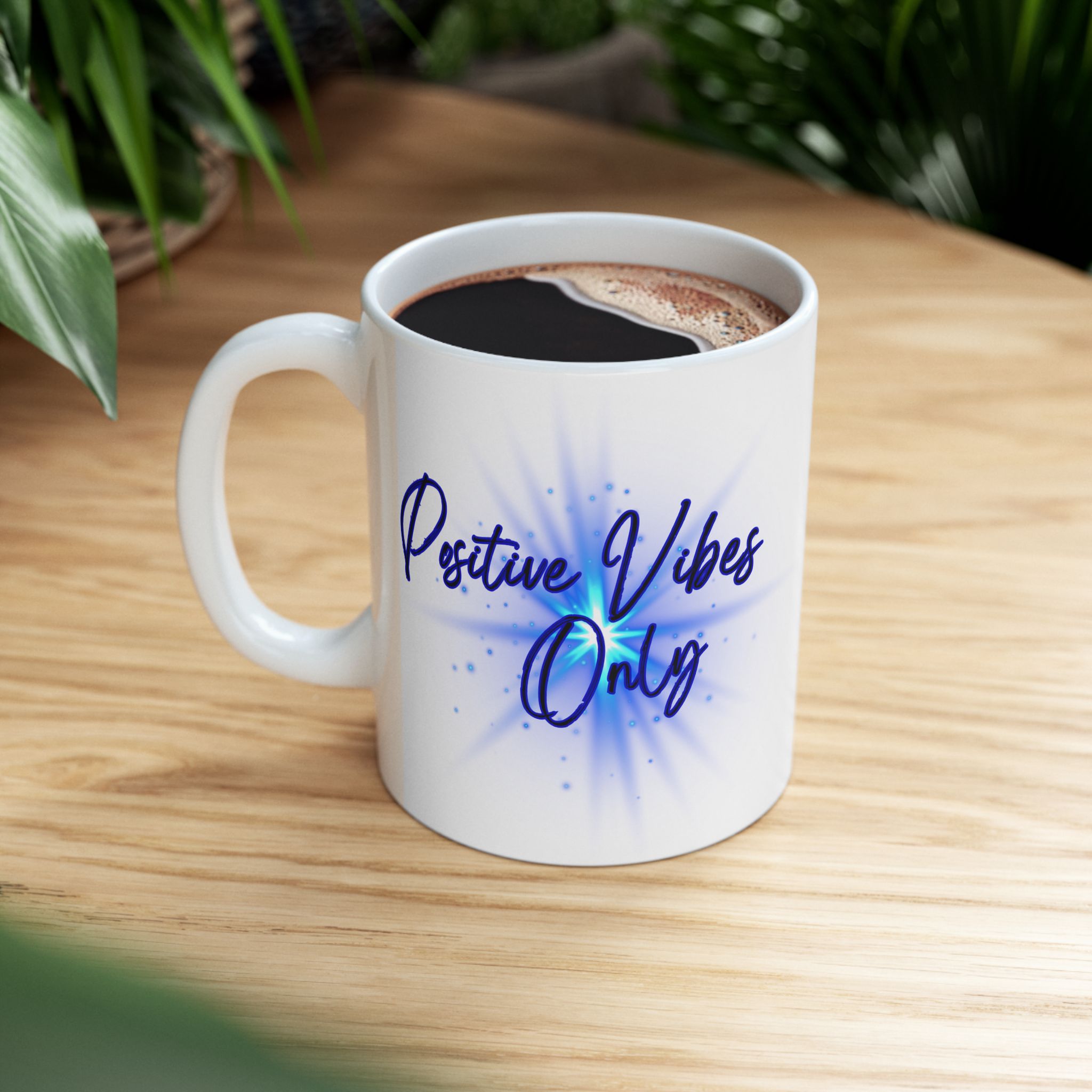 Positive Vibes Ceramic Mug — Blue Handwritten Design (11oz & 15oz) - Image 5