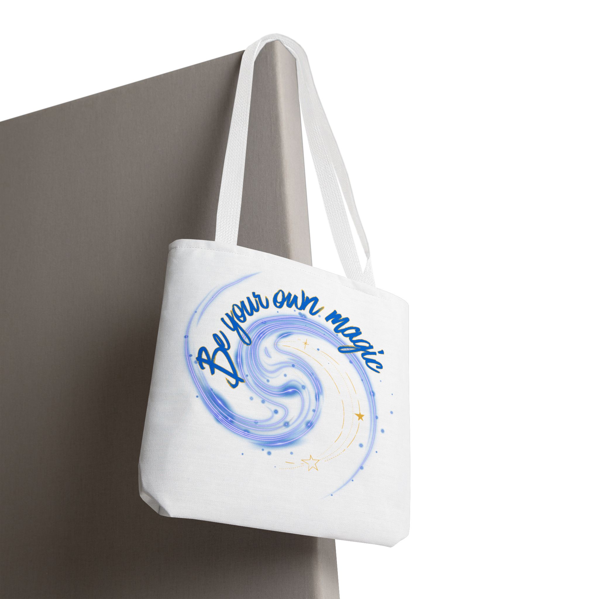 Inspirational 'Be Your Own Magic' Tote Bag – Blue Swirl Canvas Tote - Image 2
