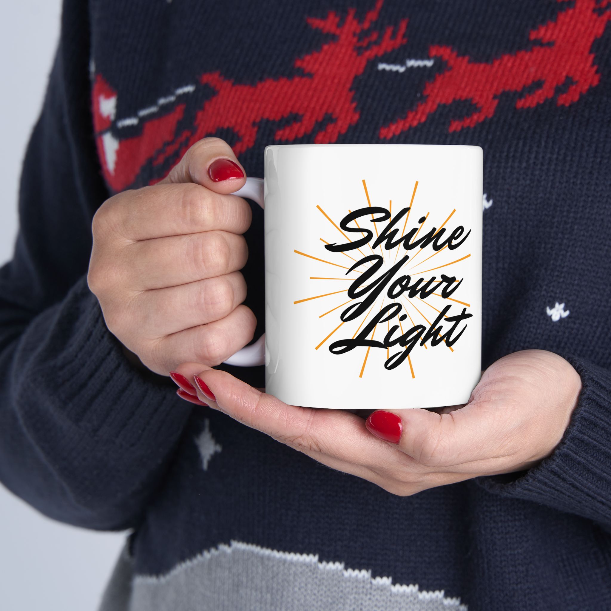 Shine Your Light Inspire Your Light Ceramic Mug — Motivational Coffee Cup (11oz, 15oz)