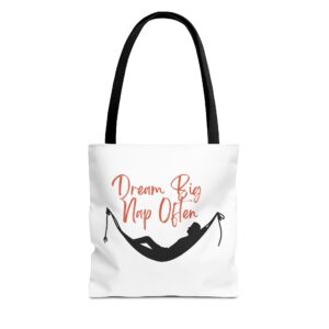 Dream Big Nap Often Tote Bag — Funny Hammock Graphic Beach & Everyday Carry