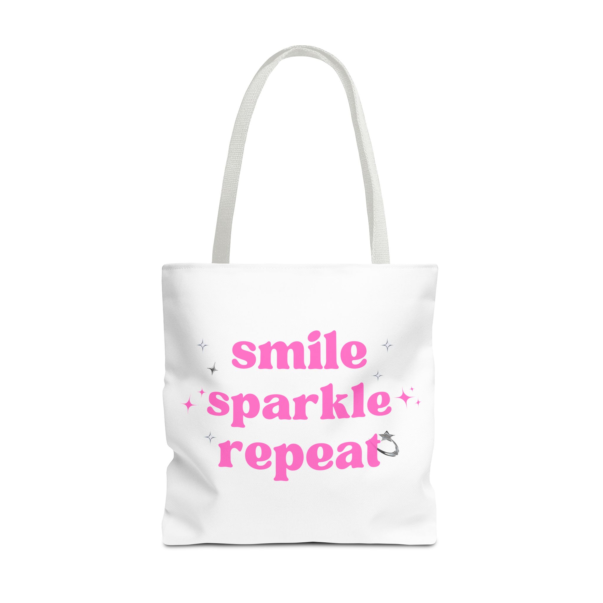 Smile Sparkle Repeat Tote Bag — Pink Inspirational Canvas Shopper - Image 9